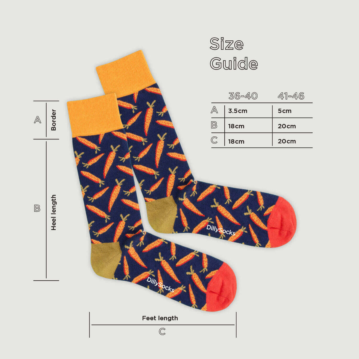 Masse de la chaussette, de la bordure à la pointe