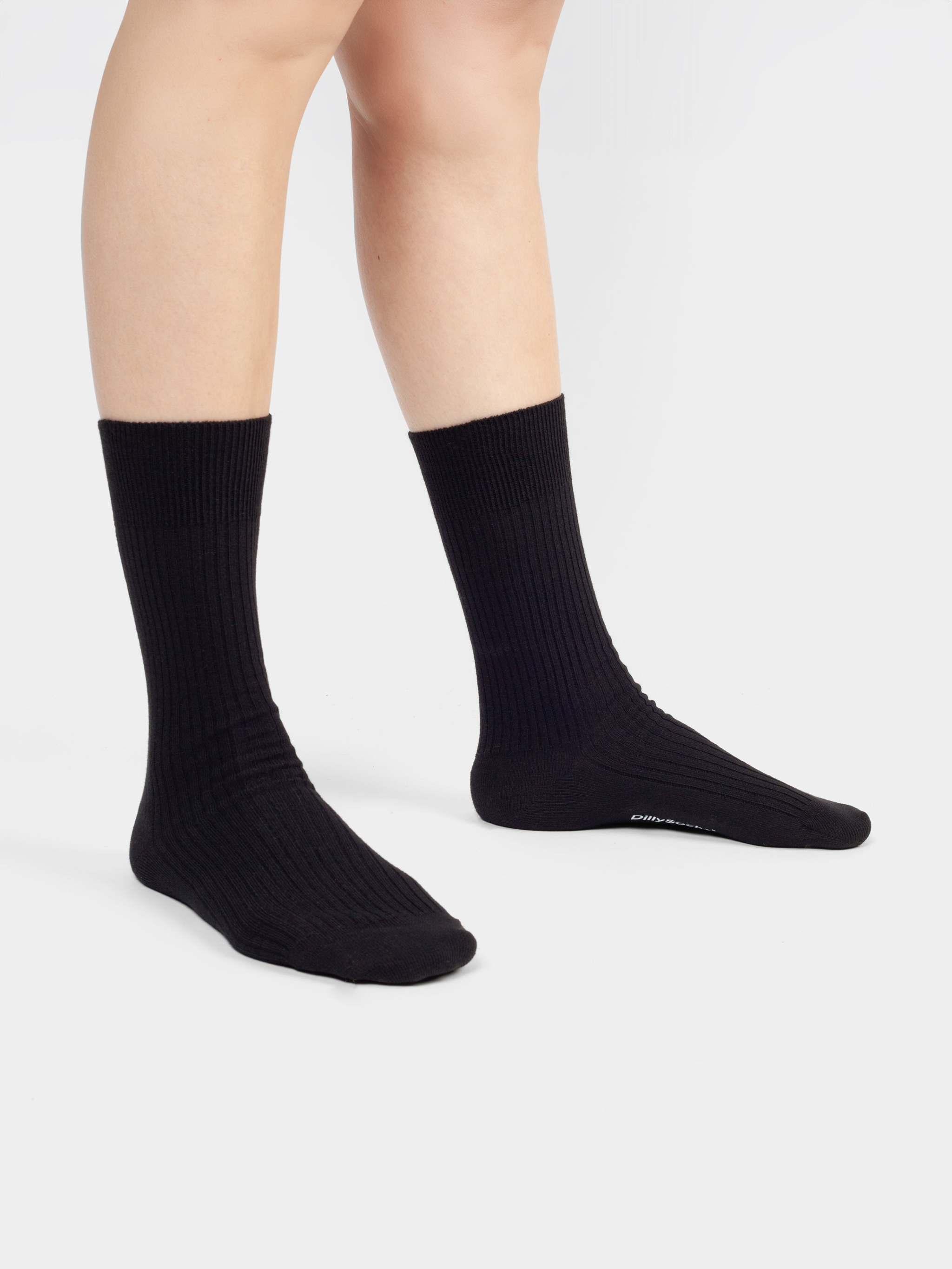 Schwarze gerippte Socken Ribbed Night Black
