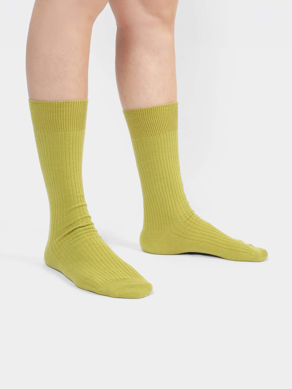 Ribbelige Socke in Limettengrün mit Limettenmotiv