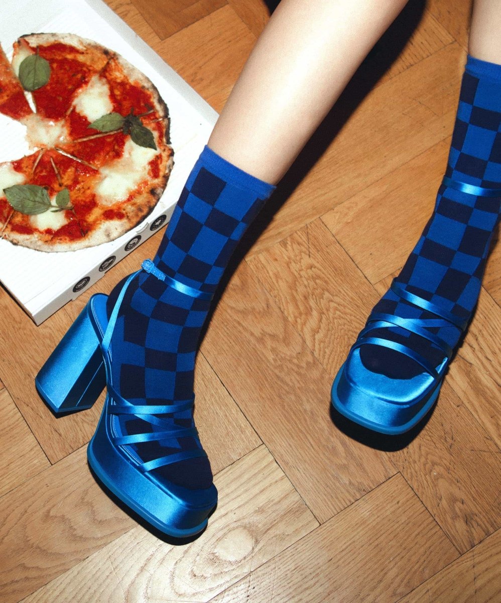 Damensocken Blue - Toned Chess von DillySocks