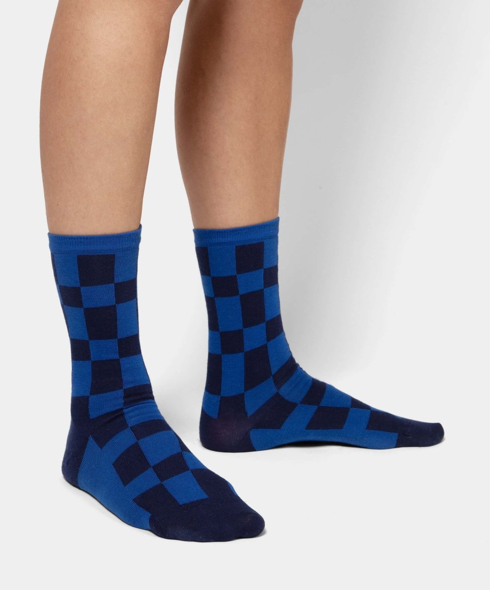 Damensocken Blue - Toned Chess von DillySocks