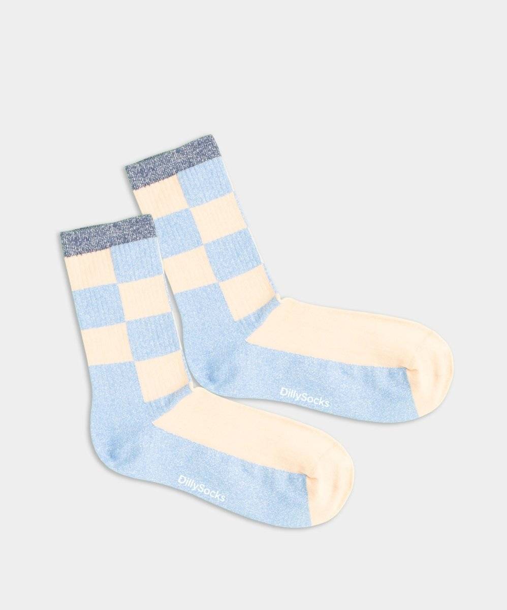 Buntes Glitzy Pastel Chess Schachbrettmuster auf Socken