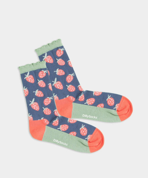 dilly socks Notre chaussettes pour femmes: Strawberry Sea