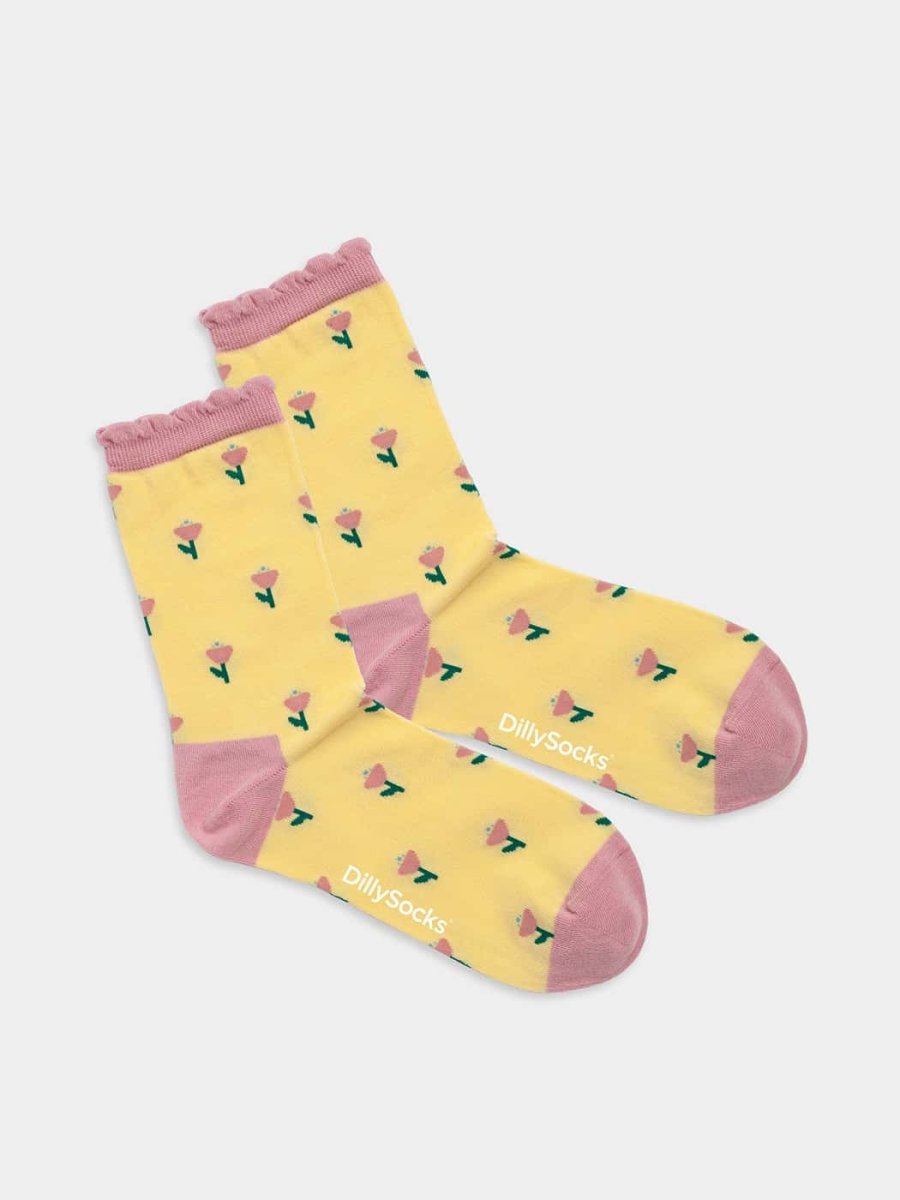 Damensocken Yellow Field of Flowers von DillySocks