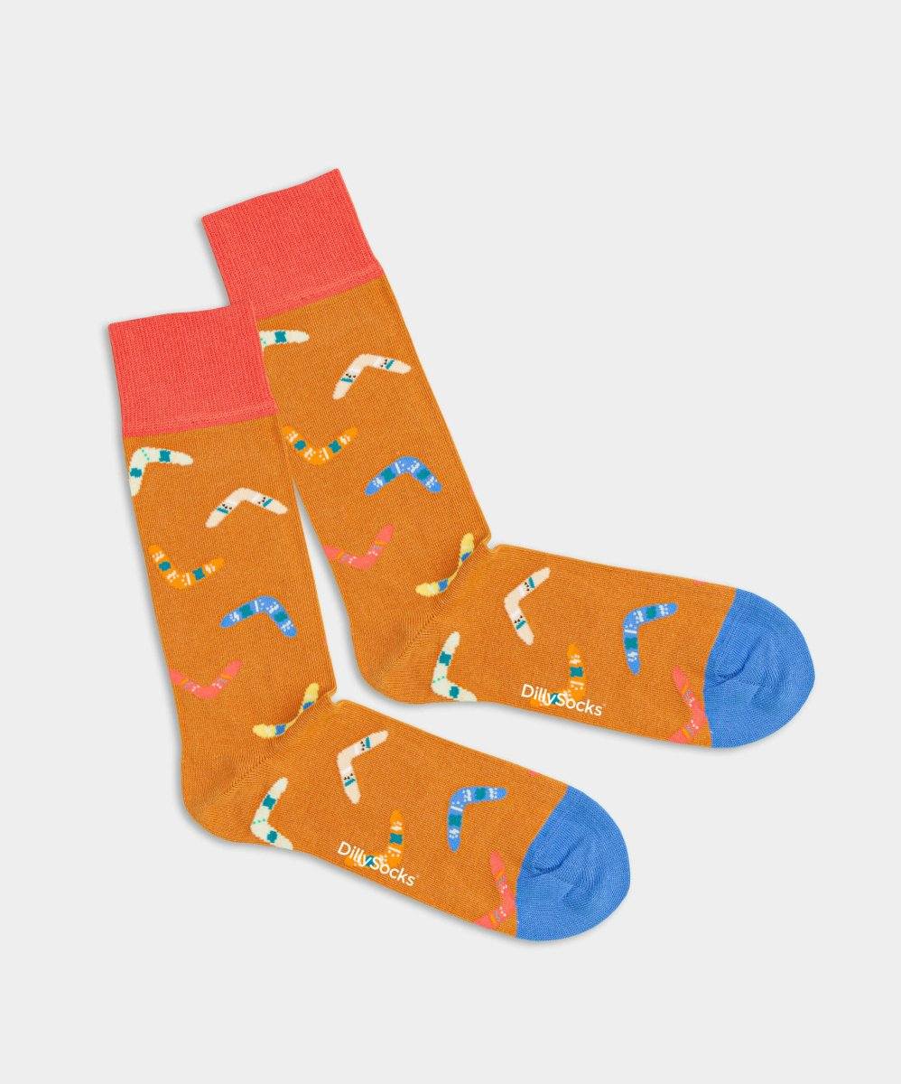 Überzieh-Boomerangs-Socken für Füße in Nahaufnahme