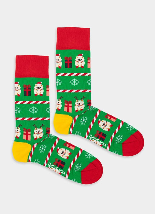 Socken Festive Pomeranian von DillySocks