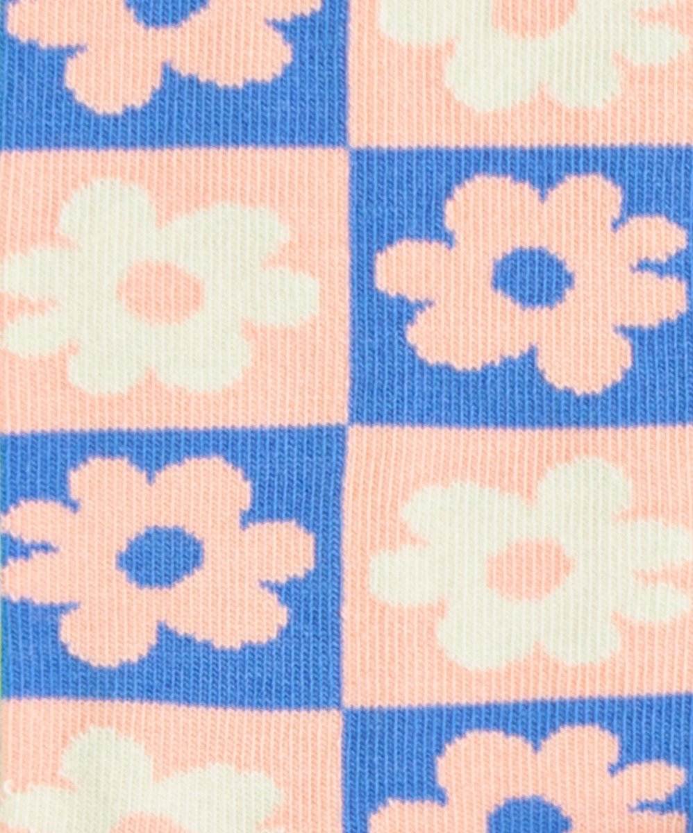 Bunte Socken mit Flower Chess Muster in lebendigen Farben