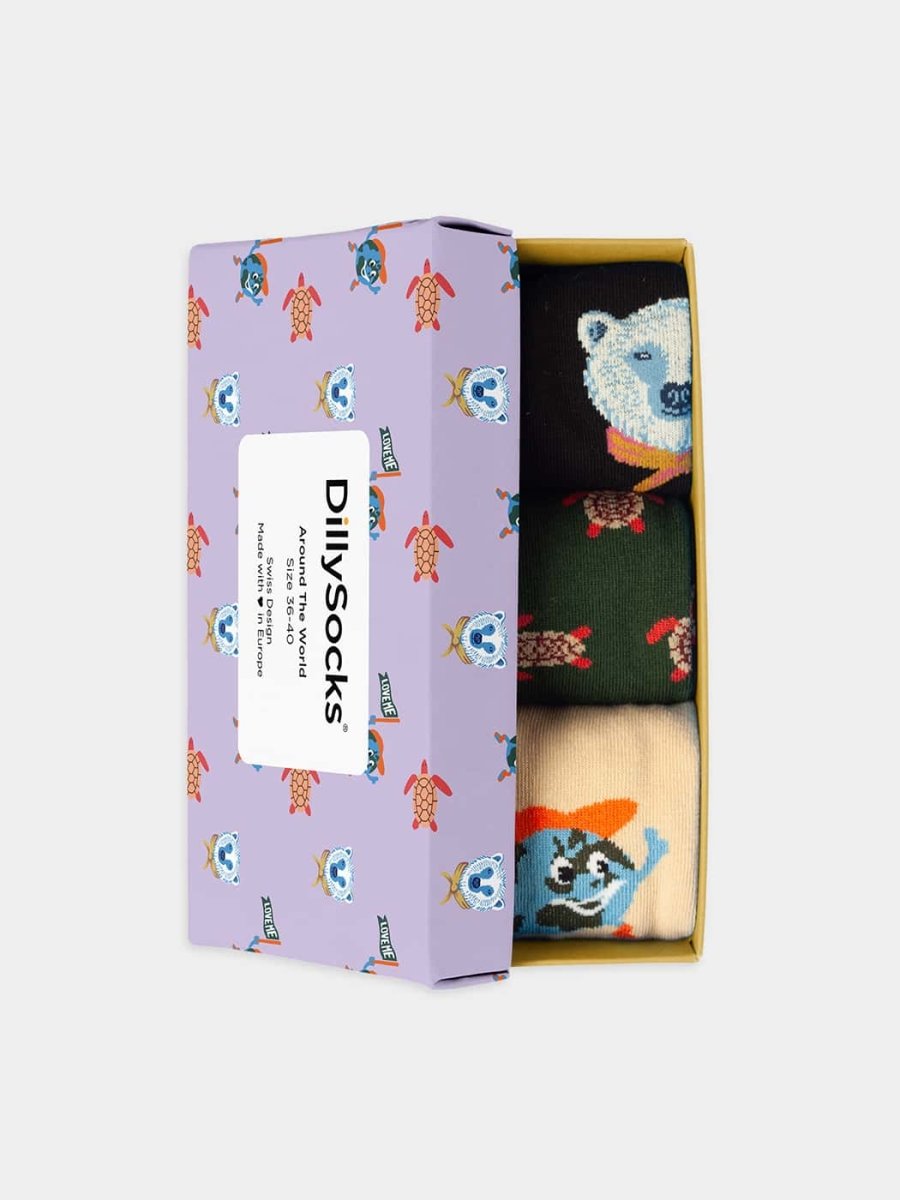 Socken - Geschenkbox Around the World (3er Box) von DillySocks
