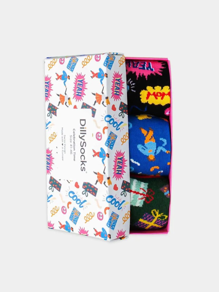 Socken - Geschenkbox Celebration Time (3er Box) von DillySocks
