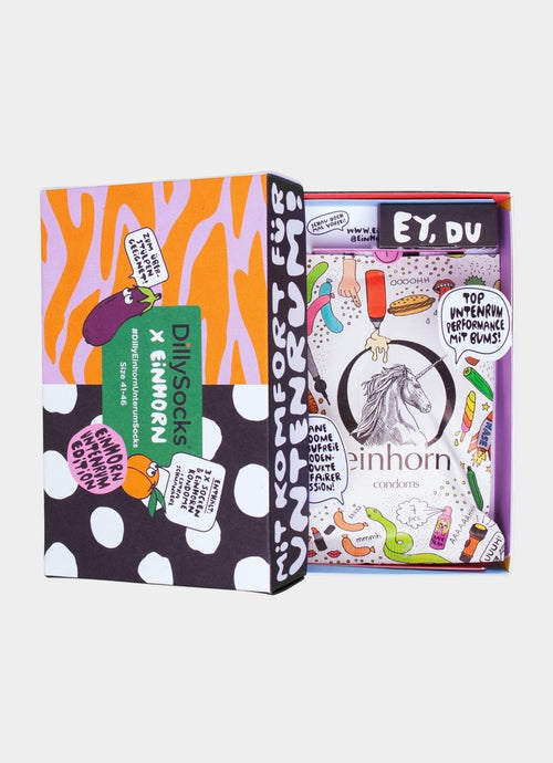 Socken - Geschenkbox Einhorn (3er Box) von DillySocks