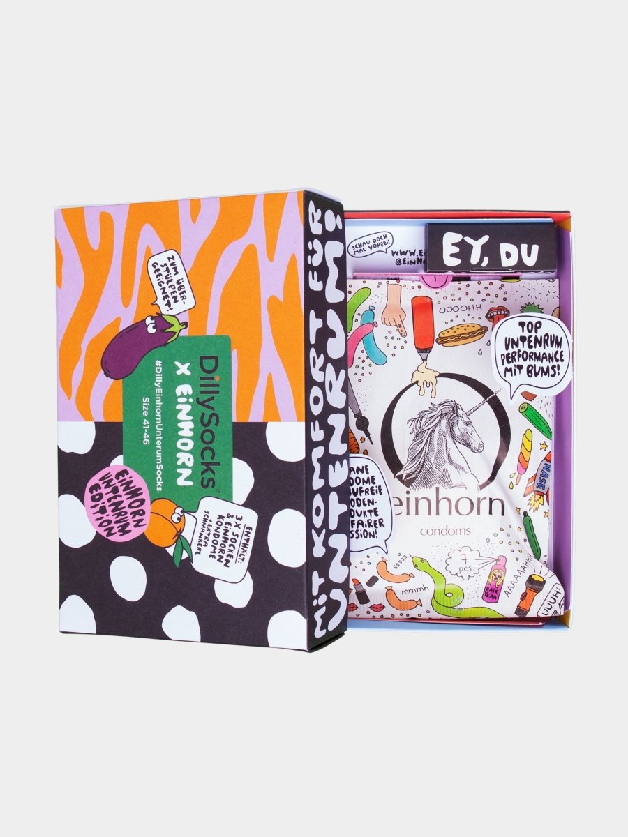 Socken - Geschenkbox Einhorn (3er Box) von DillySocks