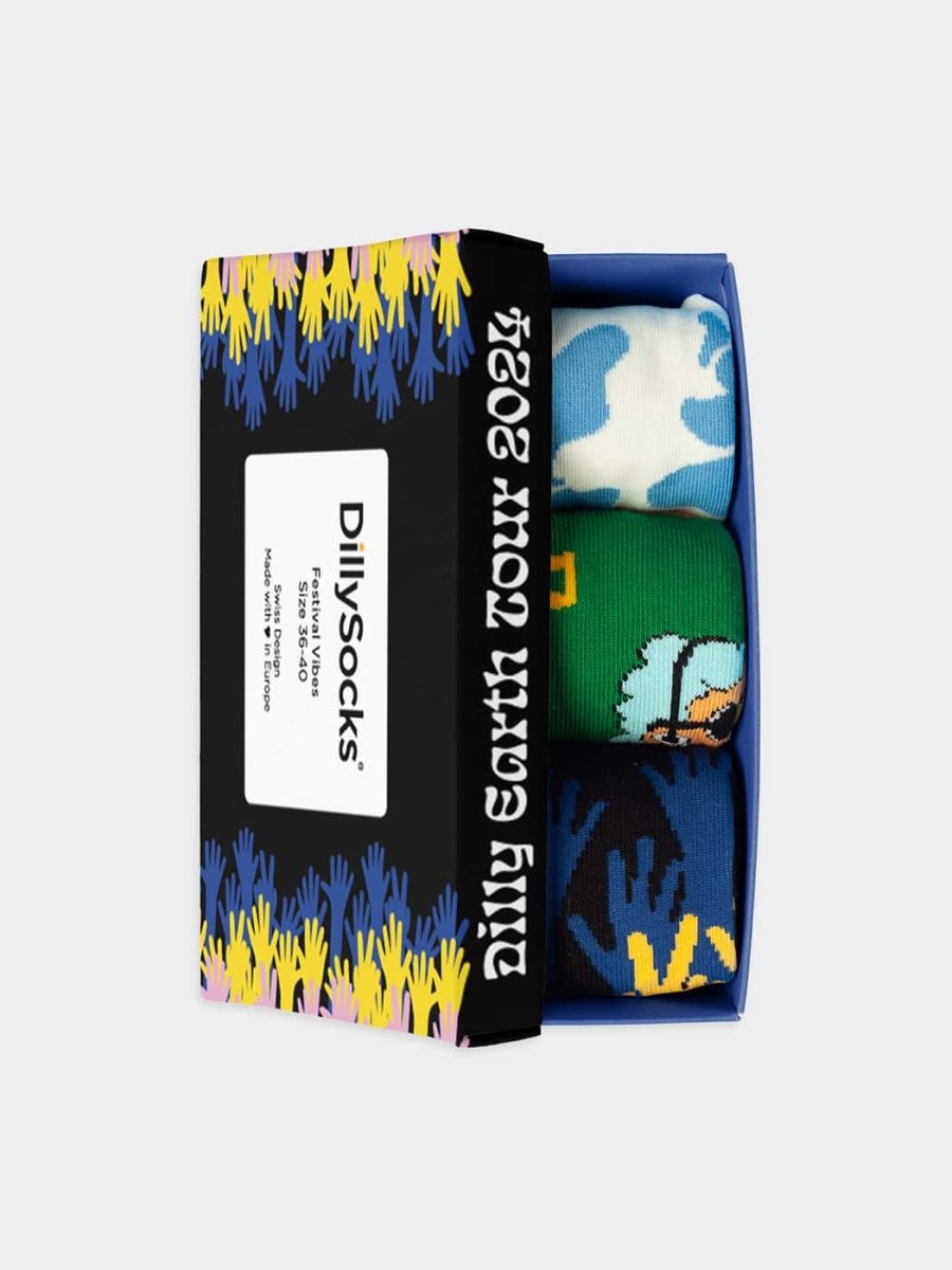 Socken - Geschenkbox Festival Vibes (3er Box) von DillySocks