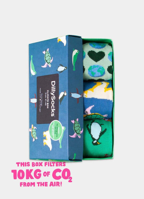 Socken - Geschenkbox Klimabox (3er Box) von DillySocks