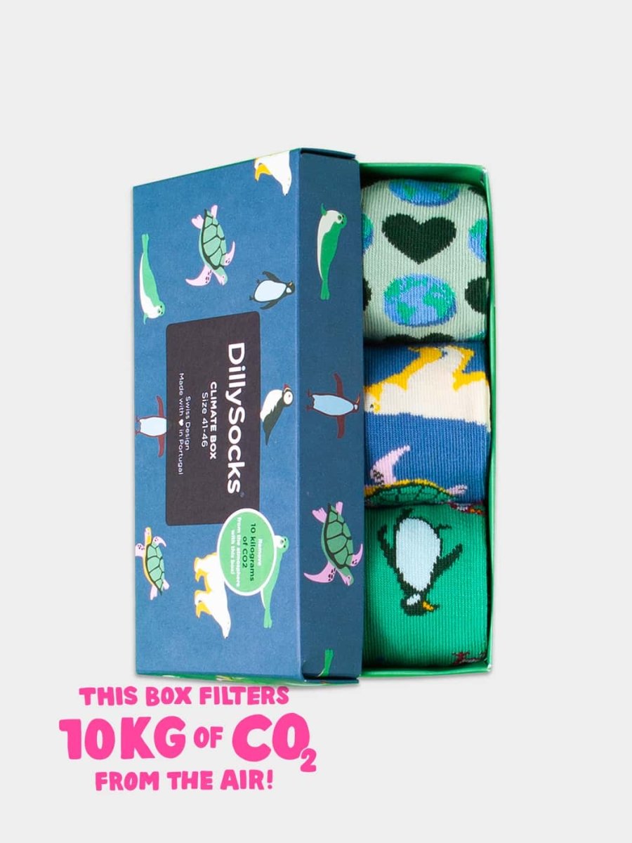 Socken - Geschenkbox Klimabox (3er Box) von DillySocks