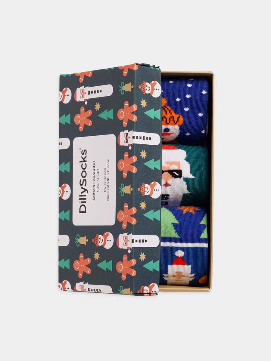 Socken - Geschenkbox Santa's Favourites (3er Box) von DillySocks