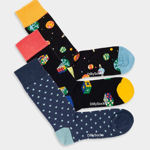 Socken - Sets Galactic Cubes (3er Pack) von DillySocks