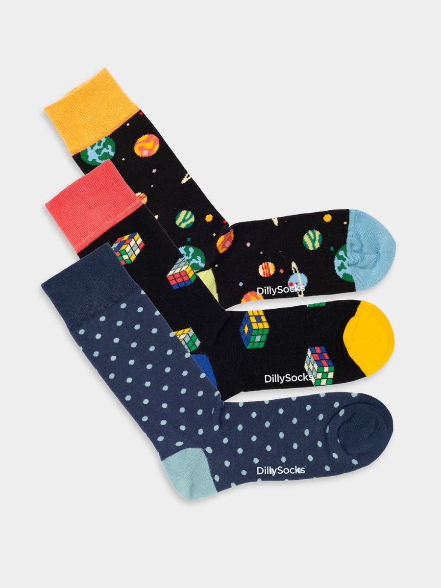 Socken - Sets Galactic Cubes (3er Pack) von DillySocks