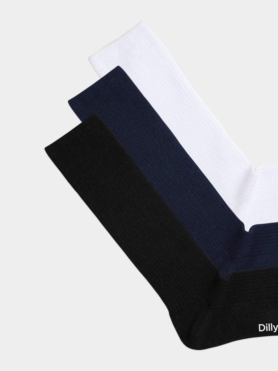 Socken - Sets Ribbed Black N Blue N White (3er Pack) von DillySocks
