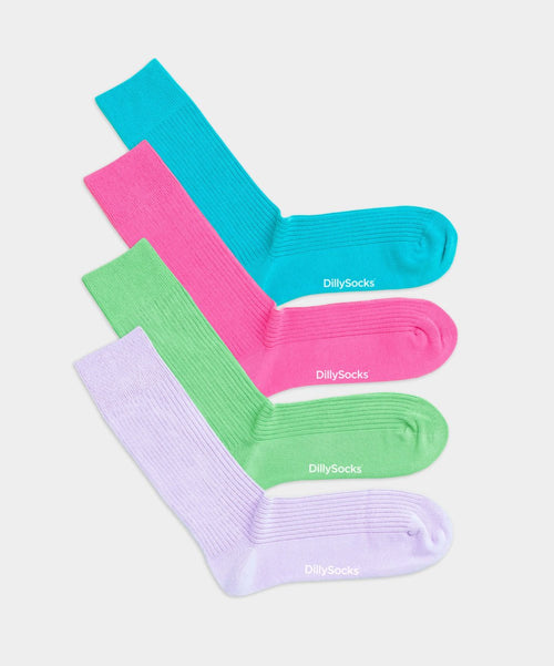 dilly socks Notre jeux de chaussettes: Ribbed Color Blocking (pack de 4)