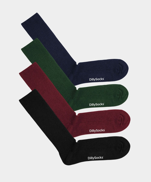 dilly socks Notre jeux de chaussettes: Ribbed Dark Color (pack de 4)