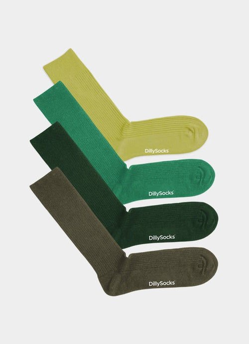Socken - Sets Ribbed Just Green (4er Pack) von DillySocks