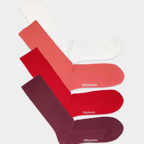 Socken - Sets Ribbed Just Red (4er Pack) von DillySocks