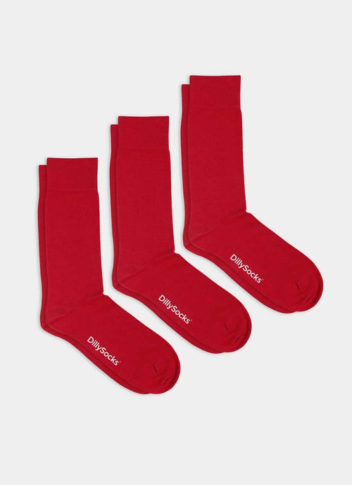 Socken - Sets Smooth Ferrari Red (3er Pack) von DillySocks