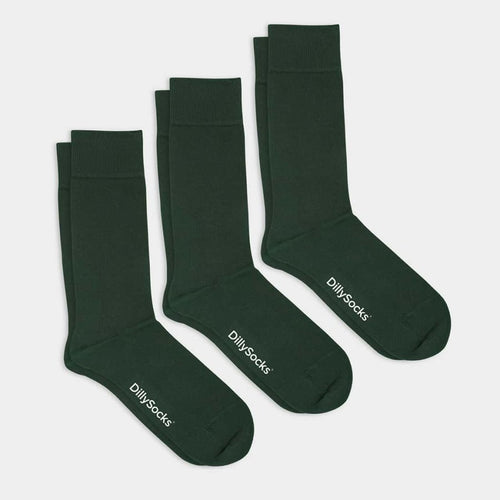 Socken - Sets Smooth Forest Green (3er Pack) von DillySocks