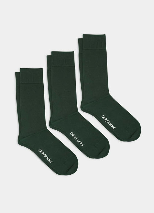 Socken - Sets Smooth Forest Green (3er Pack) von DillySocks