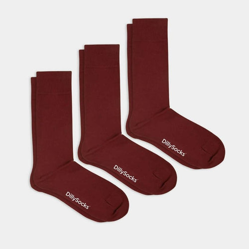 Socken - Sets Smooth Wine Red (3er Pack) von DillySocks